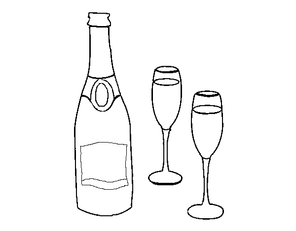 Coloriage de Champagne et lunettes pour Colorier