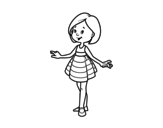 Dibujo de Fille avec une robe courte
