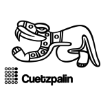<span class='hidden-xs'>Coloriage de </span>Les jours Aztèques: lézard Cuetzpalin à colorier