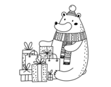 Dibujo de Ours avec des cadeaux de Noël