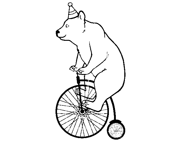 Coloriage de Ours sur un vélo pour Colorier