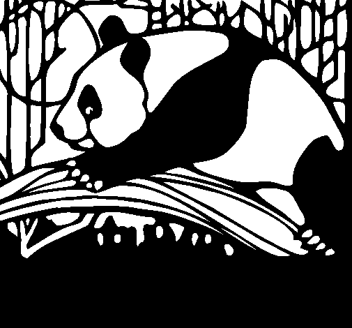 Coloriage de Panda qui mange pour Colorier