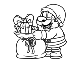 <span class='hidden-xs'>Coloriage de </span>Père Noël donner des cadeaux à colorier