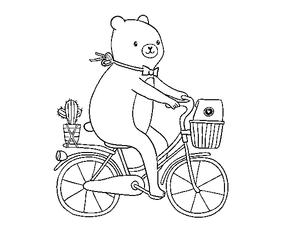 Coloriage de Un ours à vélo pour Colorier