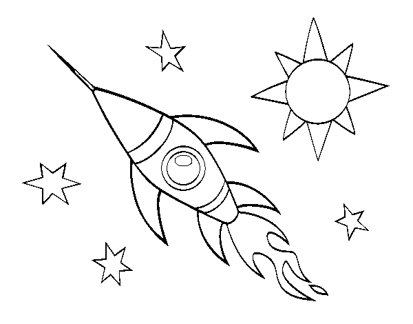 Coloriage de Une fusée aérospatiale pour Colorier