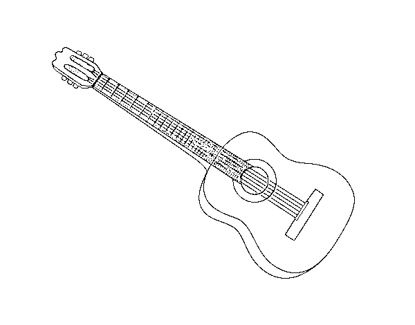 Coloriage de Une guitare espagnole pour Colorier