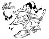<span class='hidden-xs'>Coloriage de </span>Une sorcière d'Halloween à colorier