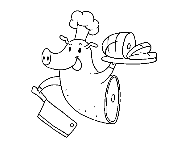 Coloriage de Viande de porc pour Colorier