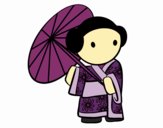 Geisha avec le parapluie